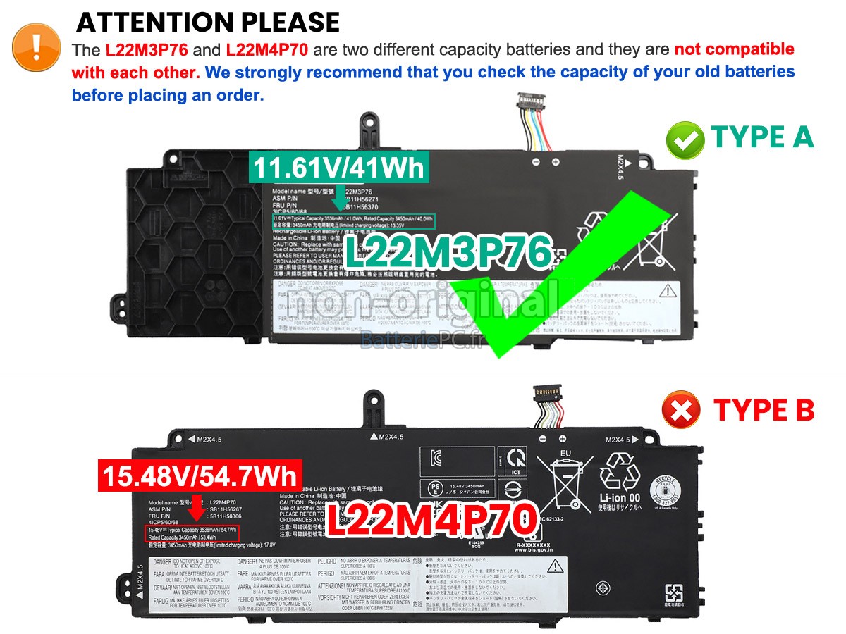 batterie pour Lenovo ThinkPad X13 GEN 4-21EX004CAD